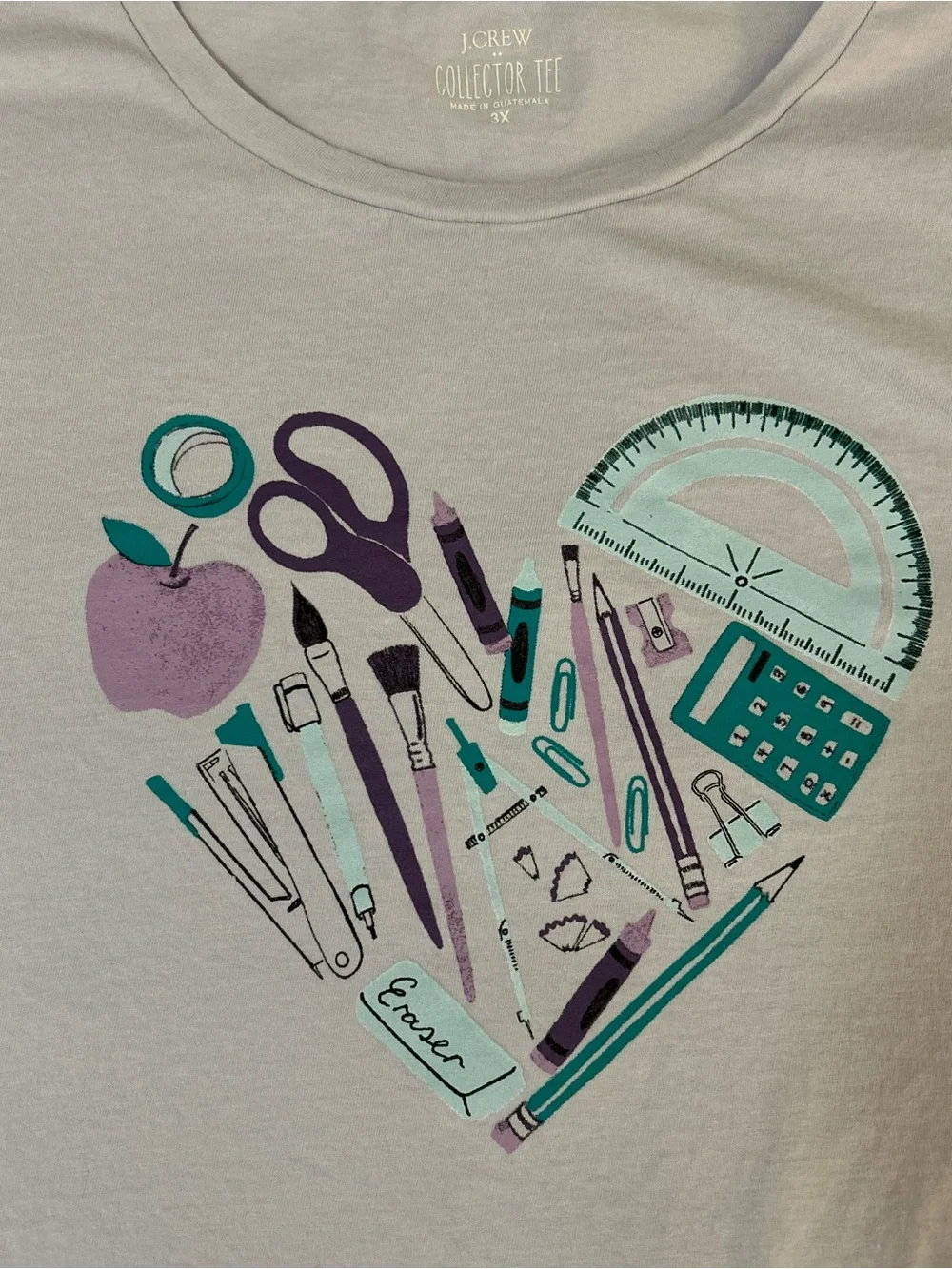J.Crew Collector Tee 3X Lavender Teacher School Supplies Graphic T-Shirt